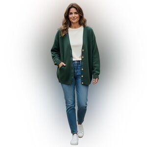 Aston Hand Frame Button Front 100% Wool Cardigan